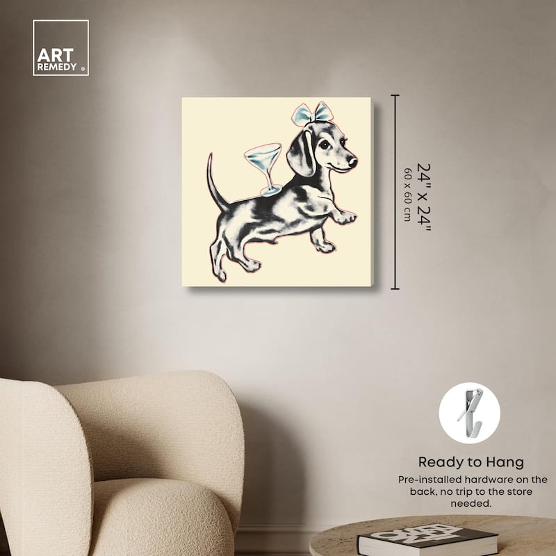Martini Pup II Canvas by Art Remedy, Gallery Wrapped