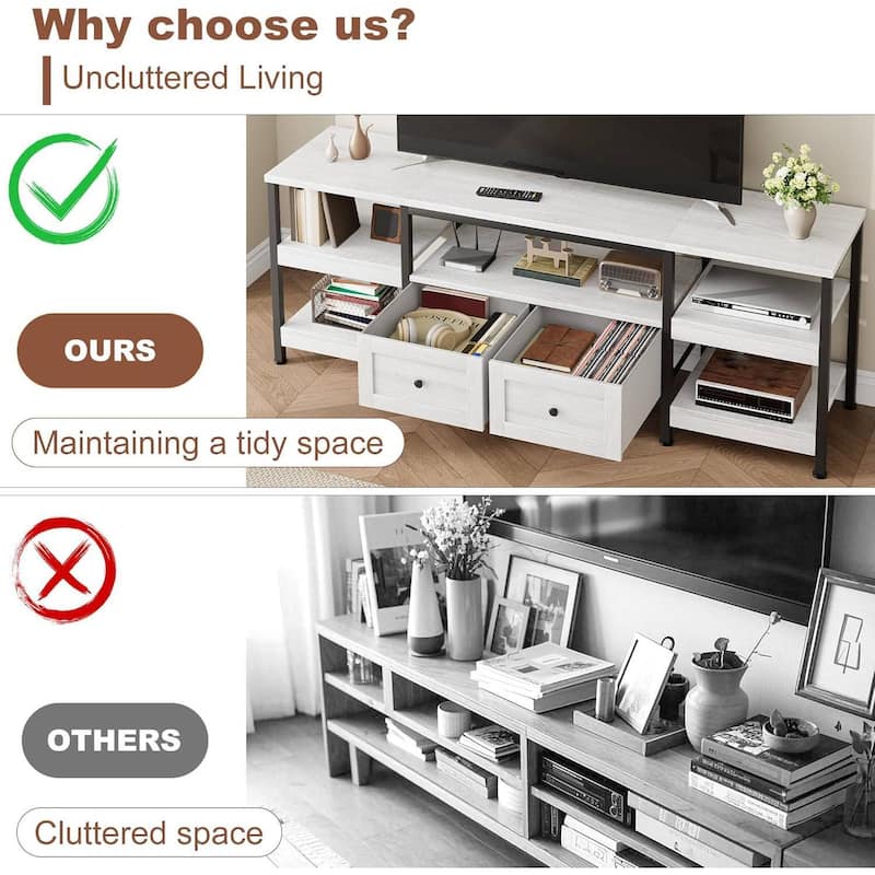 Rustic 71" TV Stand Media Console with 2 Drawers Entertainment Center for TVs Up to 75" - N/A