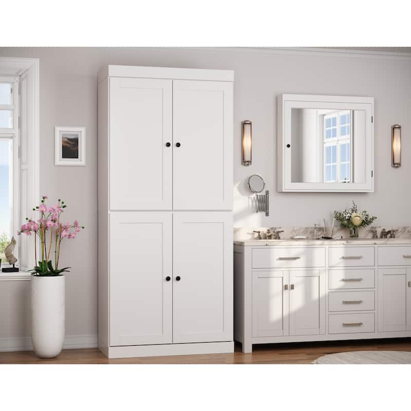 Palace Imports 100% Solid Wood 32" Bathroom Storage Cabinet with Shaker Doors, 2-Drawers and Adjustable Shelves