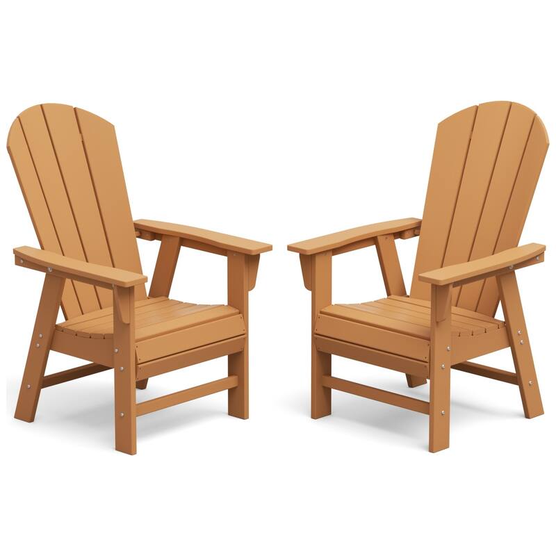 Polytrends Laguna Casual Upright Adirondack Chair (Set of 2) - Teak