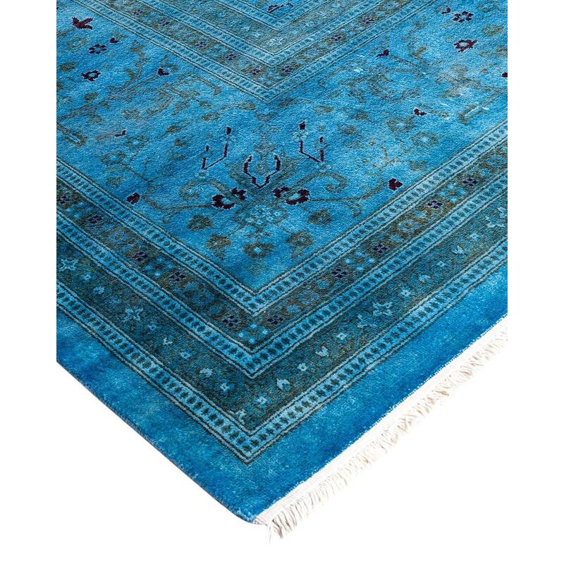 Fine Vibrance One-of-a-Kind Hand-Knotted Area Rug - Blue, 9' 0" x 11' 7" - 9' 0" x 11' 7"