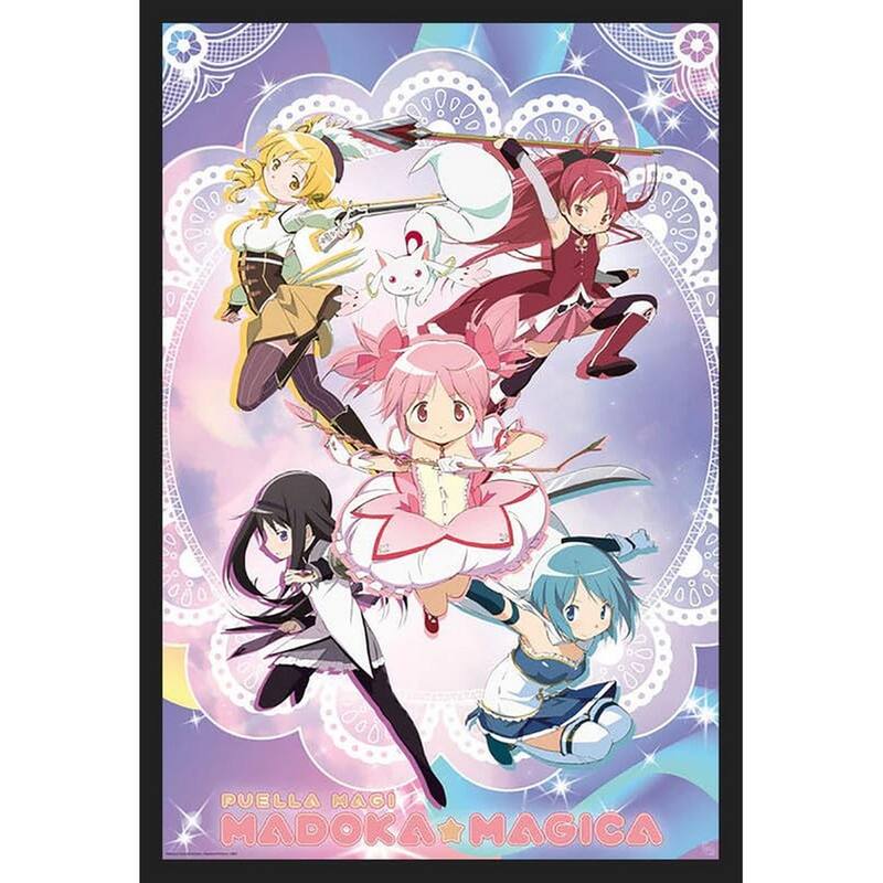 Puella Magi Madoka Magica Group Collage Framed Poster - 24 x 36 Inch