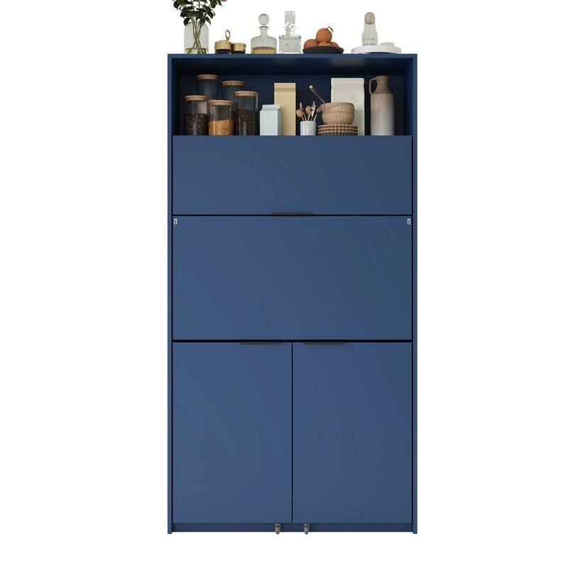 69"Tall Kitchen Pantry with Hutch, Multifunctional Storage Cabinet with Adjustable Shelf and Power Outlet