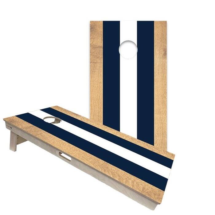 Classic Stripes Navy and White Regulation 2x4 Cornhole Board Set - All-Weather - NO Accessories