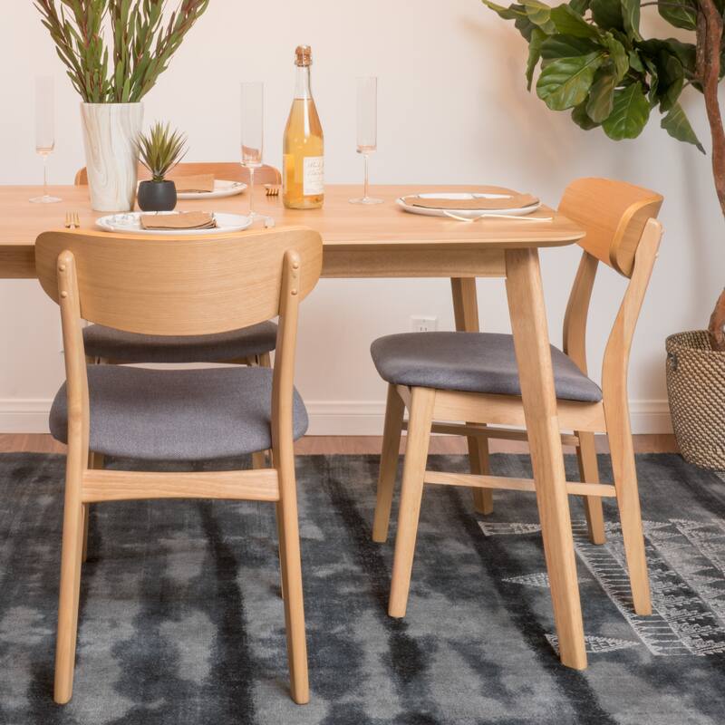 DINING CHAIR beautifully finished wood frame RUBBERWOOD LEGS UPHOLSTERED - DARK GREY