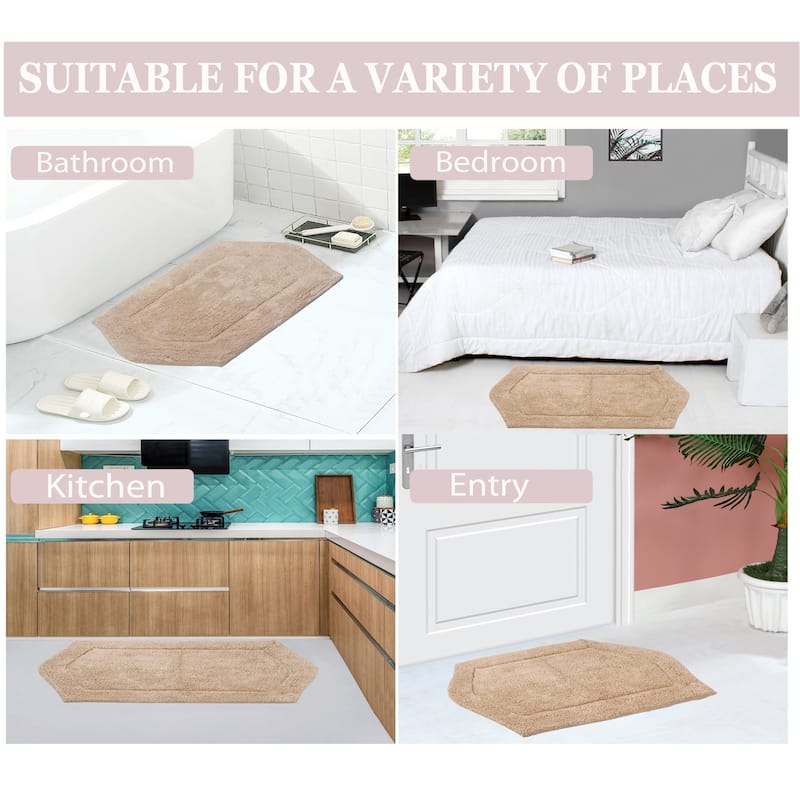 Waterford Collection 100% Cotton Non-Slip Bathroom Rug Set, Machine Washable Bath Rug, 5 Piece Bath Mat Set with Contour