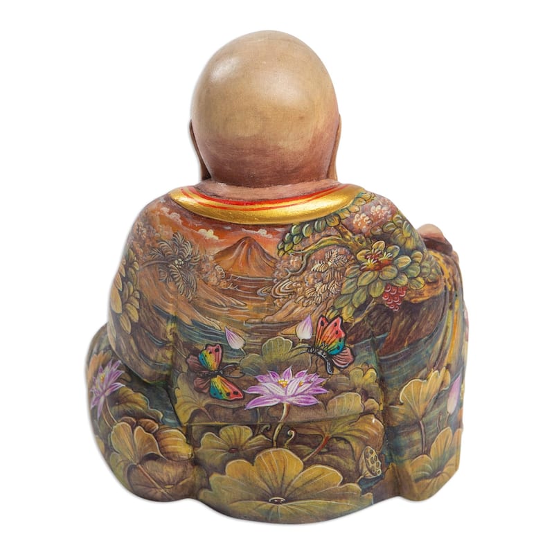Novica Handmade Buddha Of Nature Wood Sculpture