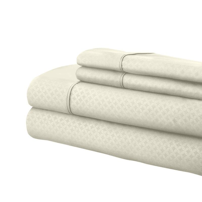 Home Sweet Home Dream Greek Key Embossed Bed Sheet Set - Ivory - Twin XL