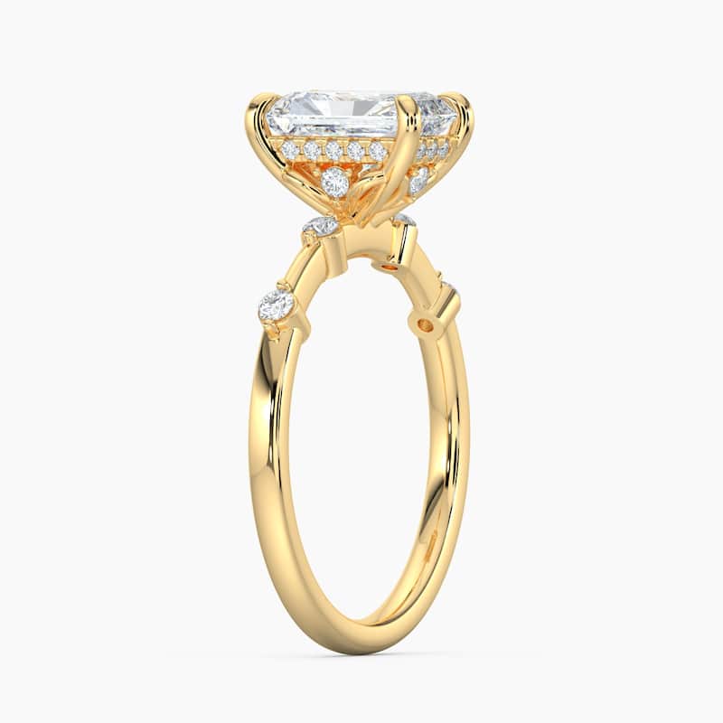 Auriya 14k Gold Petite Diamond Station Radiant Lab Grown Hidden Halo Engagement Ring 1.00 to 5.00 ct. tw.(F-G, VS)