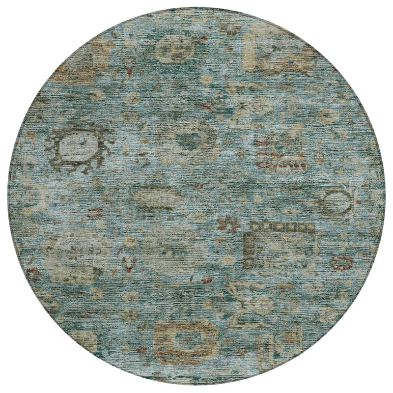 Machine Washable Indoor/ Outdoor Vintage Traditional Chantille Rug