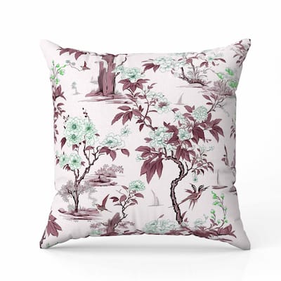 Open Air Orchid Faux Suede Reversible Throw Pillow Green and Lavender
