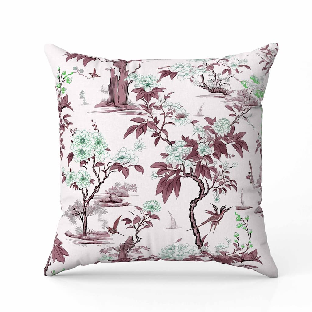 Open Air Orchid Indoor/Outdoor Reversible Throw Pillow Green and Lavender