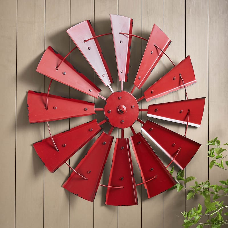 Glitzhome Farmhouse Rustic Wind Spinner Wall Decor