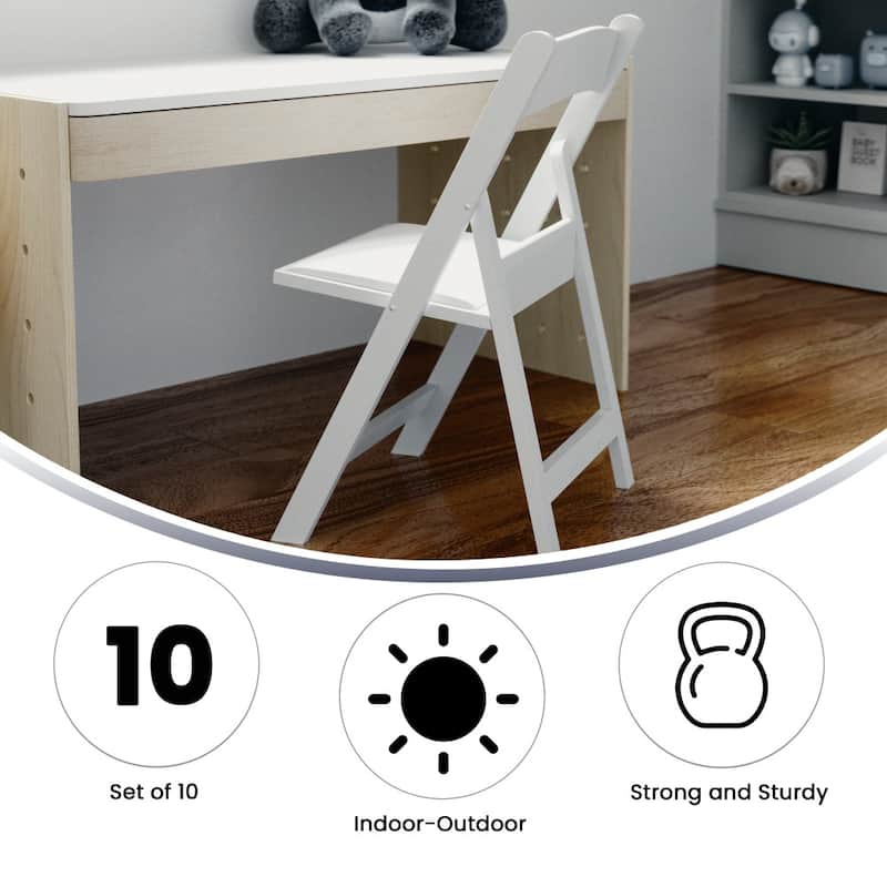 10Pk Kids Resin Folding Chair with Vinyl Padded Seat - 12.25"D x 13.25"W x 21"H