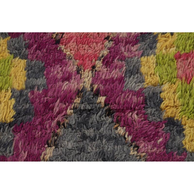 Plush Colorful Moroccan Oriental Area Rug Handmade Wool Carpet - 8'0" x 10'10"