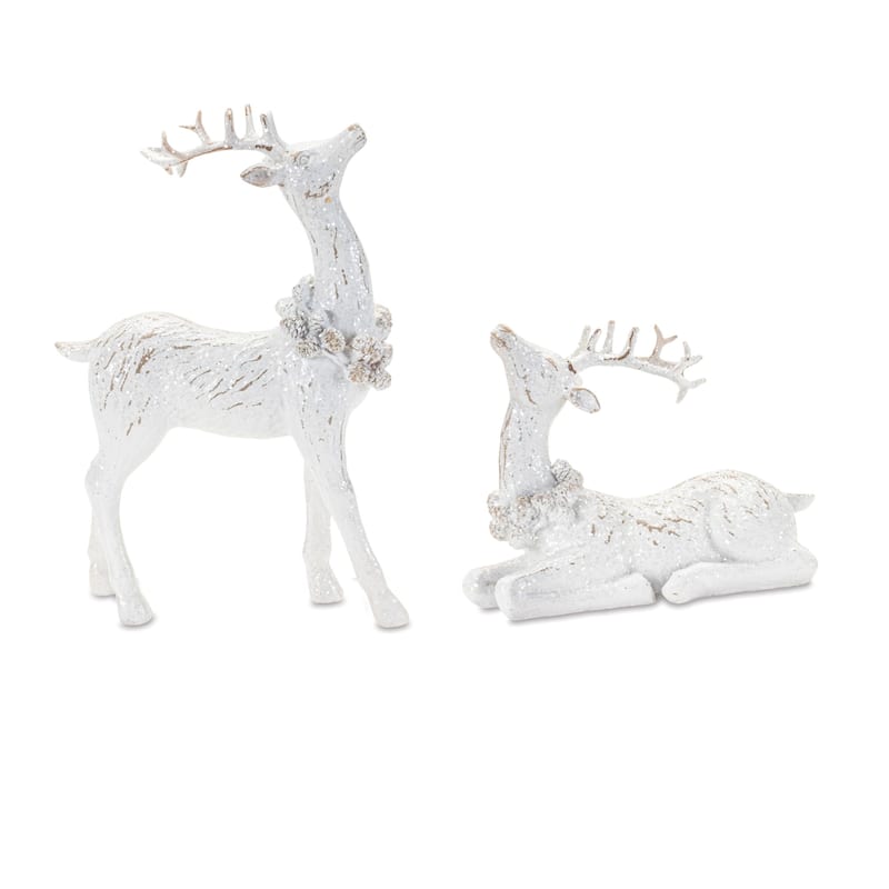Standing and Sitting Winter Reindeer Christmas Figurines - 7" - Set of 4