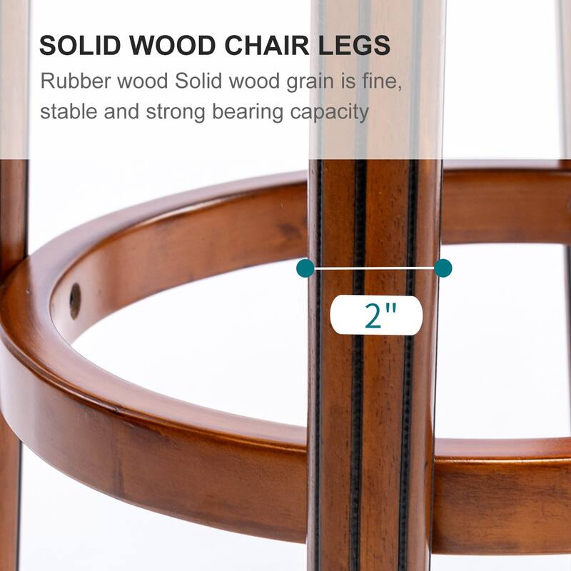 Leather Upholstered Wooden 360 Degrees Swivel Barstool with Back