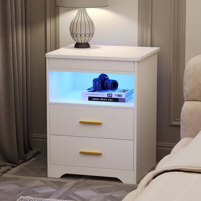 2 Drawer Nightstand With Light