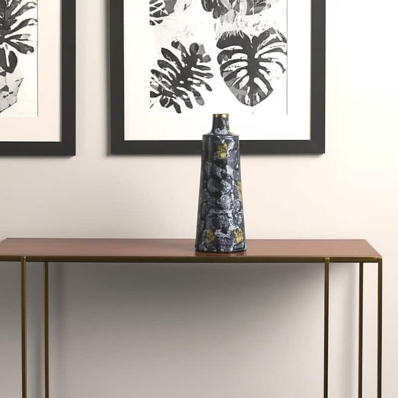 14" Blue And Gold Abstract Bud Glass Table Vase - 6.30 - Gold/Blue - 6.30