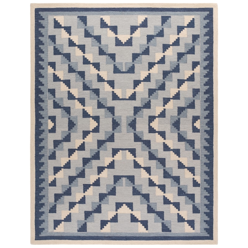 SAFAVIEH Handmade Kenya Ailbhe Wool Rug - 8' x 10' - Blue/Ivory