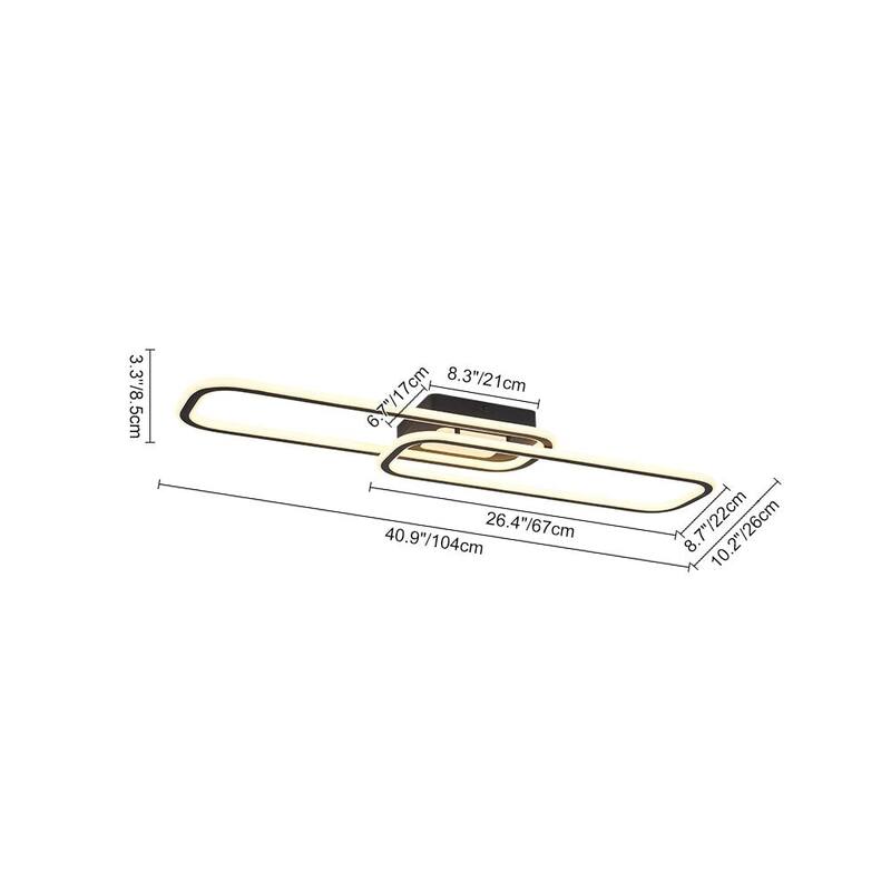 Dimmable LED Dual Oval Ring Long Semi Flush Mount Light 41in