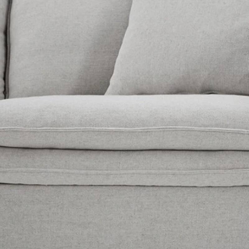 Rutu Sofa, 2 Accent Pillows, Light Gray Padded Linen, 84 Inch