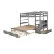 Twin Over Twin/King Bunk Beds with Trundle&Storage Stairs, Extendable ...