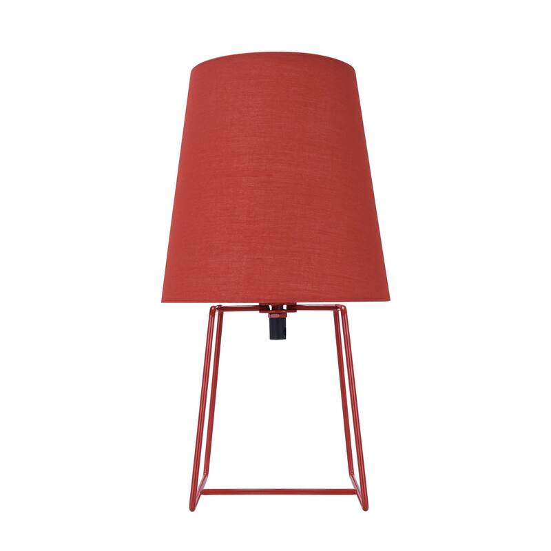 Aspen Creative 13" High Transitional Metal Accent Table Lamp, Red Painted Finish and Empire Shaped Lamp Shade in Red, 7" Wide