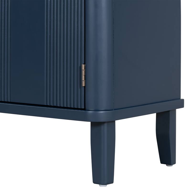 Modern Solid Wood Cabinet with Three Acacia Solid Doors and Adjustable Shelves Ideal for Living Room, Study, Corridor