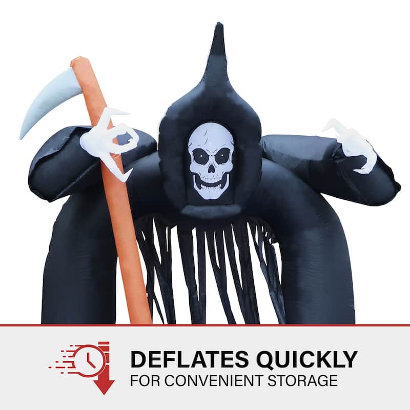 Haunted Hill Farm 10-Ft. Tall Pre-lit Musical Inflatable Grim Reaper Arch