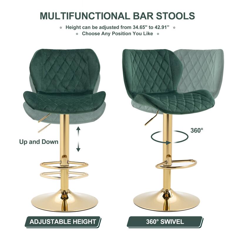 Adjustable Swivel Bar Stools Set Of 2