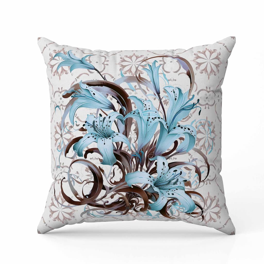 Lily Legends Indoor/Outdoor Reversible Throw Pillow Brown and Sky