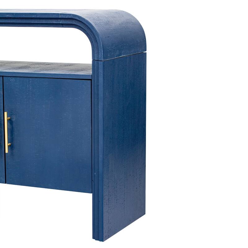 4 Door Arched Sideboard Console Table with Fir Wood Legs, Wooden Display Case Storage Cabinet with Metal Door Handle