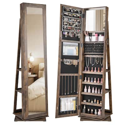 Costway 360° Swivel Jewelry Armoire with Full-Length Mirror Rear - See Details