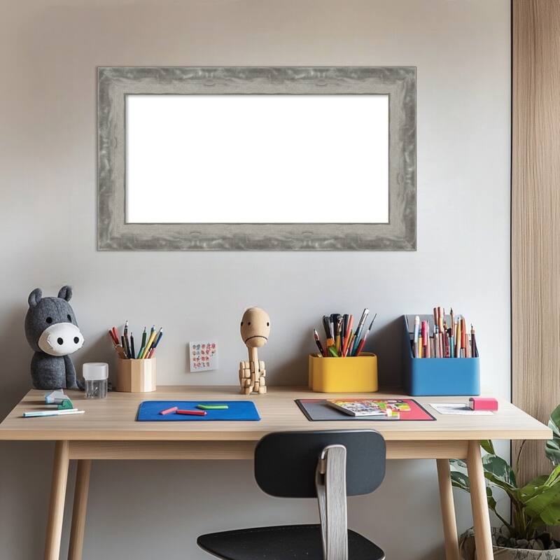 Amanti Art Waveline Silver Narrow Framed Dry Erase Magnetic Board