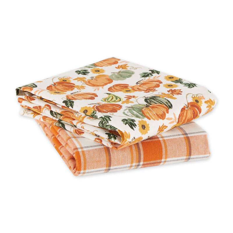 Autumn Pumpkins Printed Dishtowel (Set of 2)