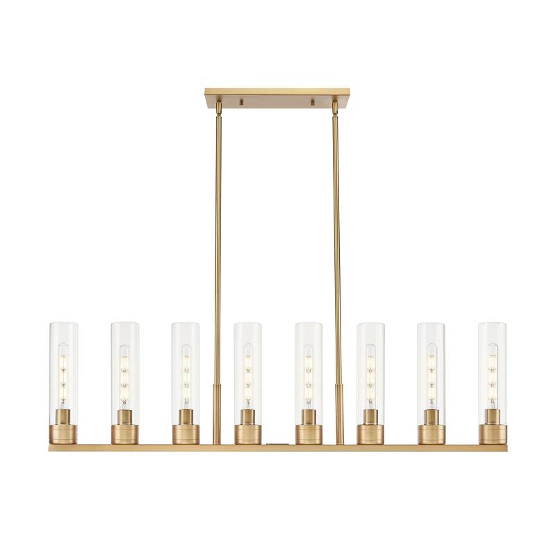 Innovations Lighting Downtown Urban - Boreas - 6 Light 48" Stem Hung Island Light with 11" Shades - Clear/Brushed Brass