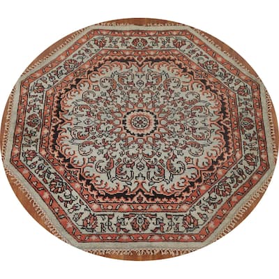 Geometric Heriz-Serapi Oriental Octagon Rug Handmade Wool Carpet - 5'11" x 5'10"