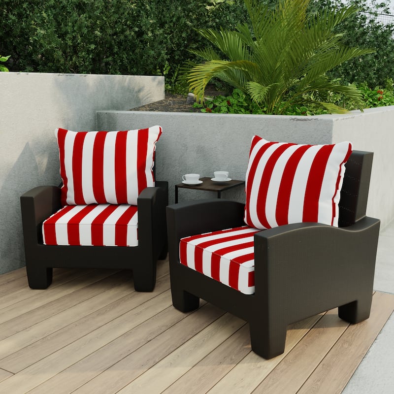 24" x 47" Red Stripe Outdoor Deep Seat Cushion Set with Welt - 46.5'' L x 24'' W x 6'' H
