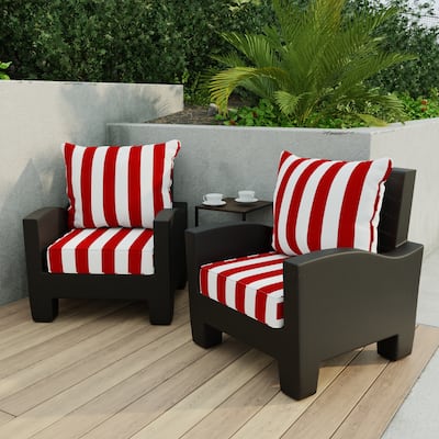 24" x 47" Red Stripe Outdoor Deep Seat Cushion Set with Welt - 46.5'' L x 24'' W x 6'' H