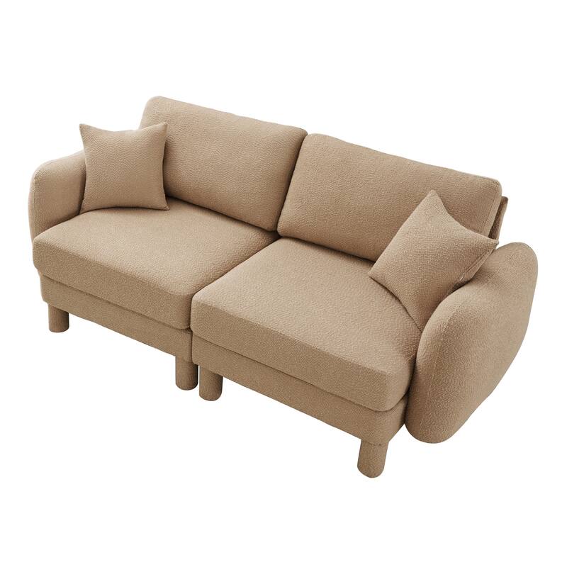 GDFStudio - Boucle Fabric 2-Seater 78" Loveseat Sofa with Shell-shaped Armrests