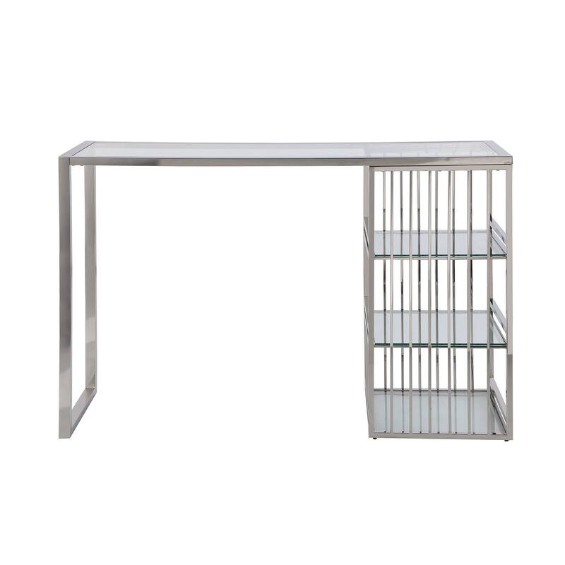 Somette Modern Stainless Steel & Glass Bar