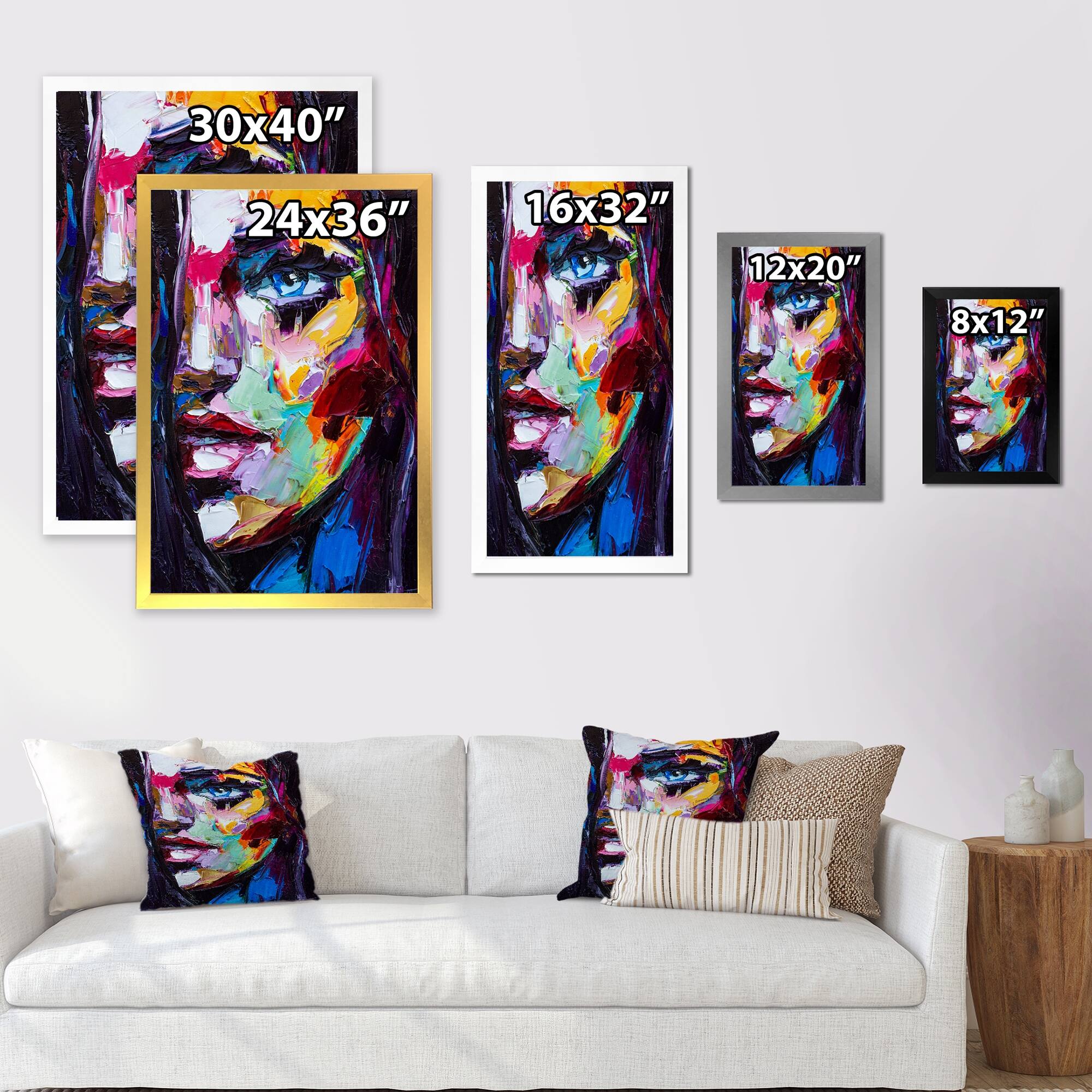 Designart "Colorful Woman Oil Portrait" Glam Framed Wall Art Bed Bath