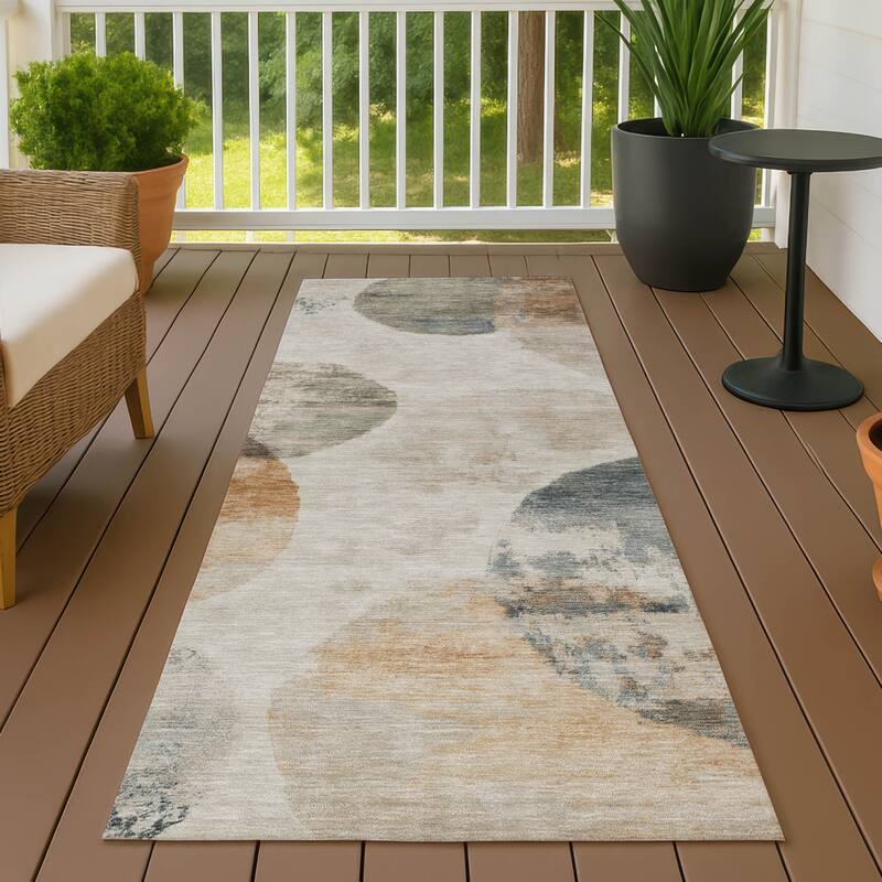Machine Washable Indoor/ Outdoor Contemporary Micha Chantille Rug - Beige - 2'3" x 7'6"
