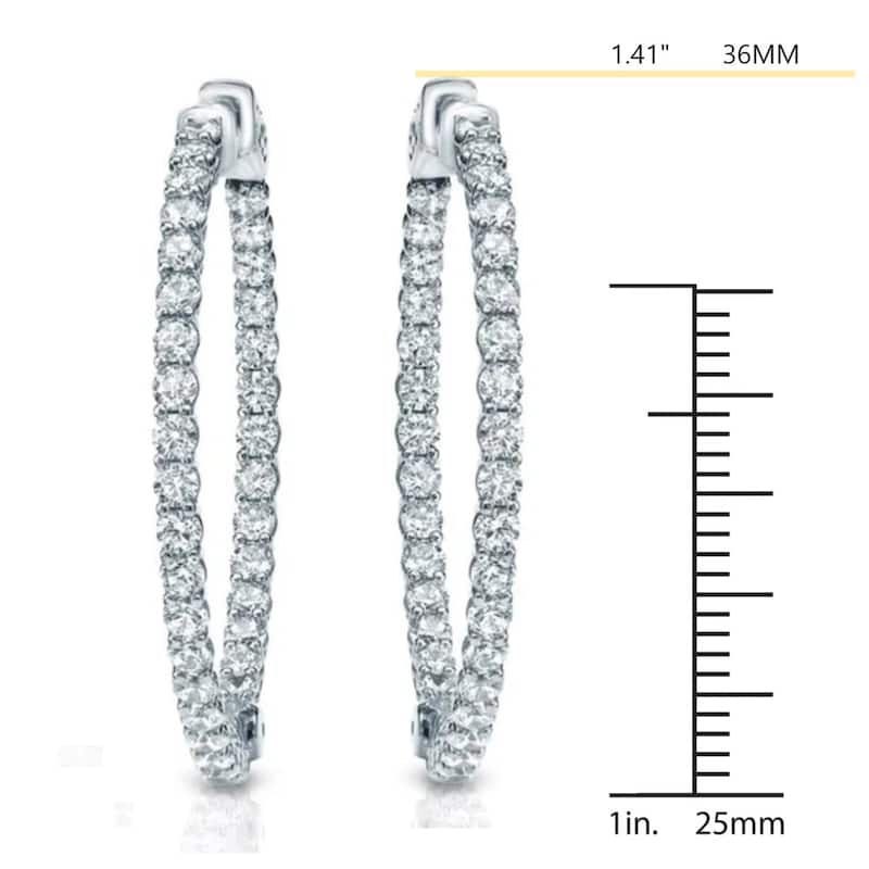 Auriya 14k Gold 3 1/2ctw Medium Diamond Hoop Earrings White or Yellow-36 mm (1.41-inch) (H-I or J-K, SI1-SI2 or I1-I2)