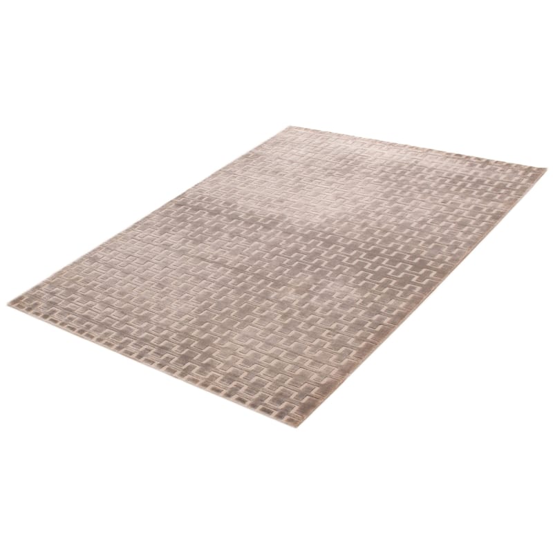 ECARPETGALLERY Hand Loomed Kashkuli Gabbeh Light Grey Viscose Rug - 5'9 x 8'0