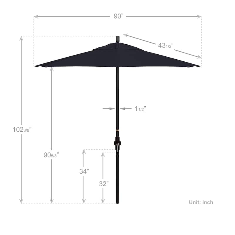 California Umbrella 7.5' Sun Master Patio Umbrella Bronze Aluminum Pole Fiberglass Ribs Crank Lift Tilt Sunbrella Cilantro