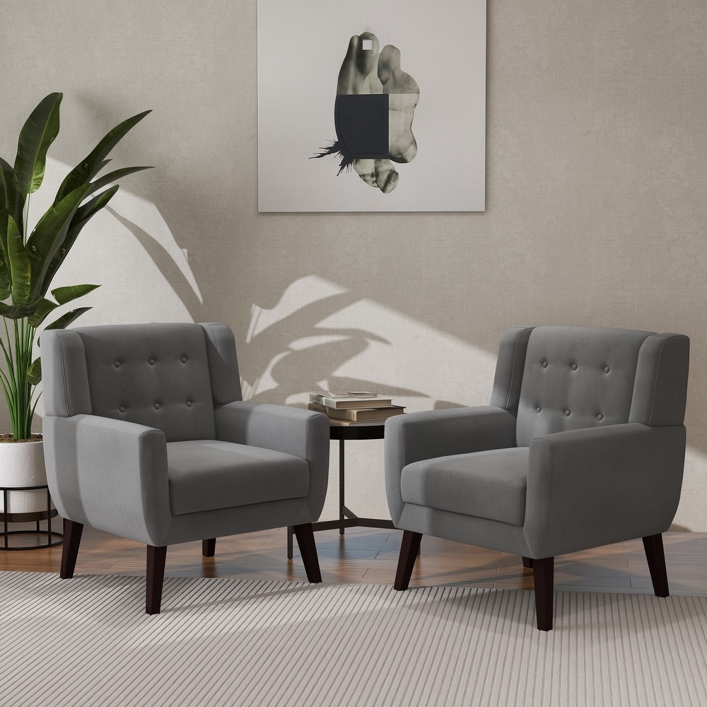 2 Set Modern Accent Chair Velvet Armchair