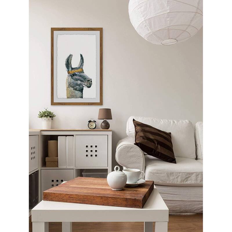 Llama Bandana Framed Wall Art, Elegant Home Touch - Sophisticated Artwork for Refined Décor