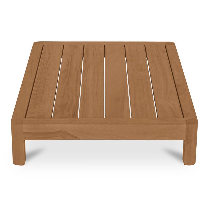 NADAAL STUDIOS Sorelle Outdoor Side Table, Solid Teak Wood, Low Profile Design, Natural Finish